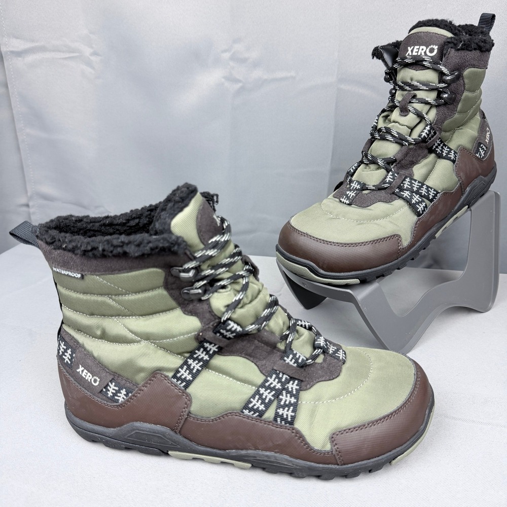 Xero Shoes Alpine Mens Waterproof Snow Boots Sage Brown Barefoot Size 9 F210525W